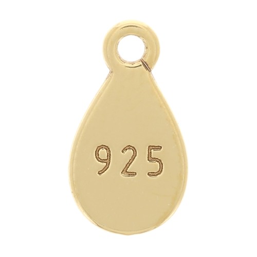 Ciondolo a goccia 9x5 mm con anello aperto - Argento 925 dorato