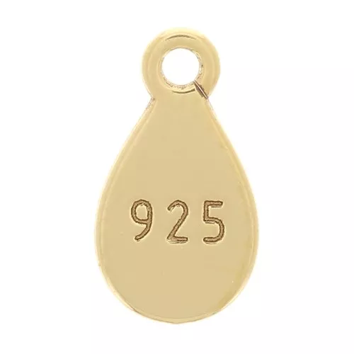 Ciondolo a goccia 9x5 mm con anello aperto - Argento 925 dorato