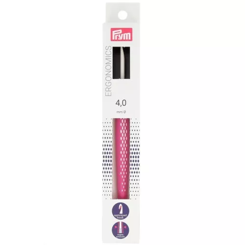 Gancio ergonomico in plastica per lana Prym - 4 mm - Bianco - Rosa antico x1