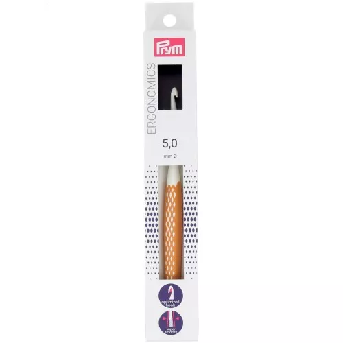 Gancio ergonomico in plastica per lana Prym - 5 mm - Bianco - Miele x1