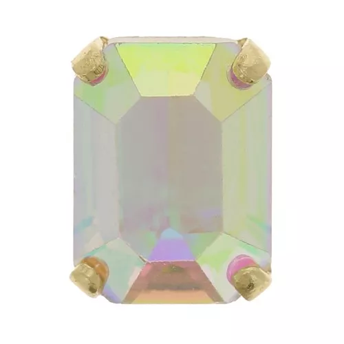 Cristallo incastonato Aurora A4610 Step Cut Octagon 8x6 mm - Dorato - Crystal AB x1