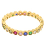 Anello fine con ossido di zirconio - Misura 53 - dorato oro fino - Multicolore x1|raw }}