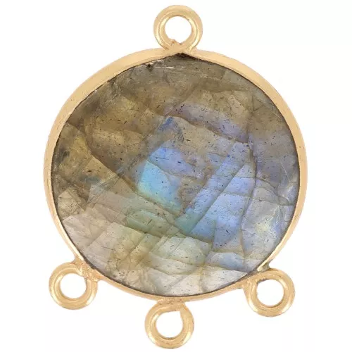 Pendente candelabro 16 mm - sfaccettato - dorato oro fino- Labradorite