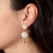 Pendente candelabro 16 mm - sfaccettato - dorato oro fino- Labradorite