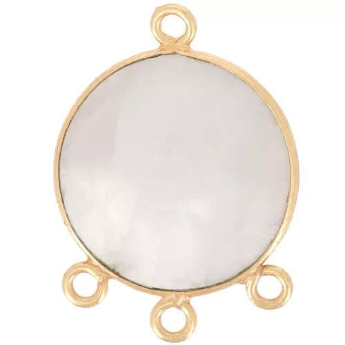 Pendente candelabro 16 mm - sfaccettato - dorato oro fino - Pietra di luna