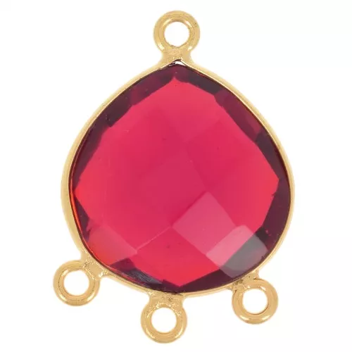 Pendente a candelabro 22x16 mm imitazione di gemma sfaccettata Dorato con oro fino Hydro Garnet