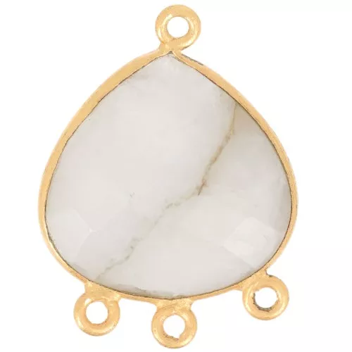 Pendente candelabro 22x16 mm - sfaccettato - dorato oro fino - Pietra di luna