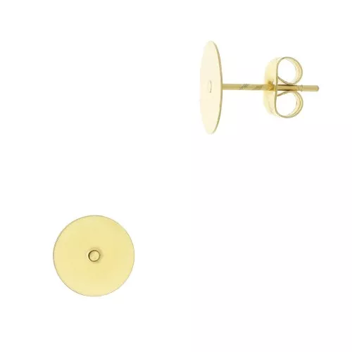 Orecchini perno disco 10 mm - Acciaio inossidabile 304Ldorato x20