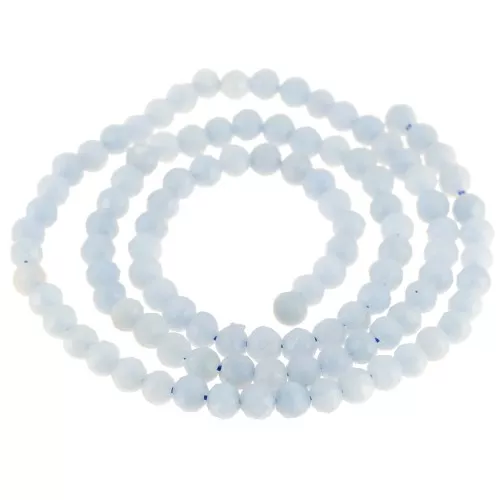 Perle sfaccettate rotonde da 4 mm in pietra semipreziosa - Anidrite - Angelite x39cm