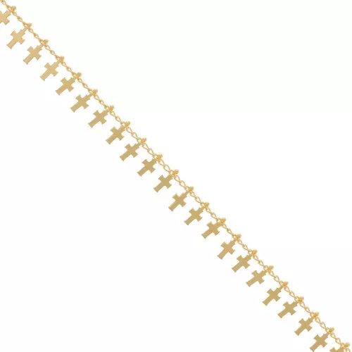 Catena Rombo con piccole croci 8,9 mm - dorato x50cm