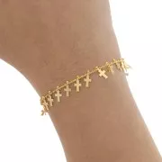 Catena Rombo con piccole croci 8,9 mm - dorato x50cm