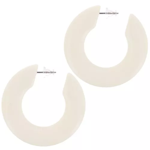 Orecchini a cerchio piatti in resina da 47 mm - Ecrù x2