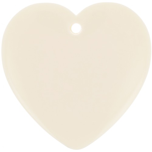 Pendente cuore in resina opaca 36x36,5 mm - Ecrù x1