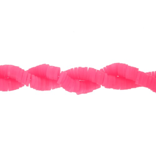 Perline rondelle in argilla polimerica Heishi 6x1 mm - Rosa neon traslucido x40cm