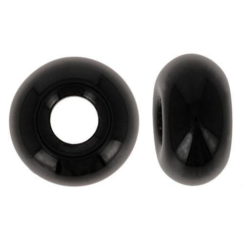 Perle a foro grande - Donuts 14 mm - Nero opaco x10