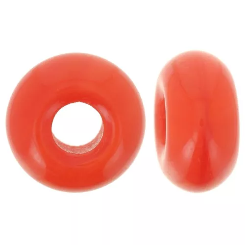 Perle a foro grande -Donuts 14 mm - Corallo opaco x10