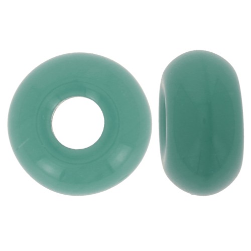 Perle a foro grande -Donuts 14 mm - Verde opaco turchese x10