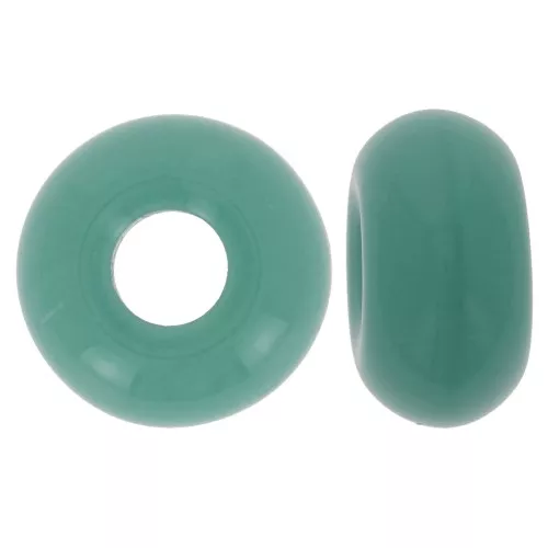 Perle a foro grande -Donuts 14 mm - Verde opaco turchese x10