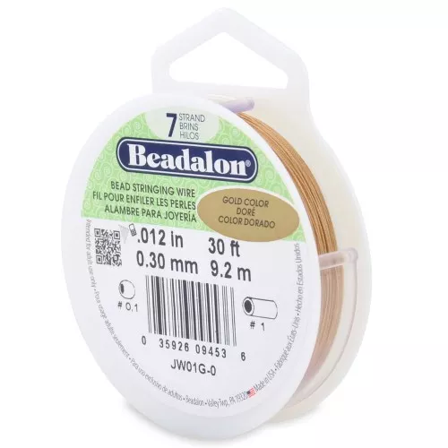 Cavetto 7 fili di filo 0,30 mm - Beadalon -Dorato x9,2m
