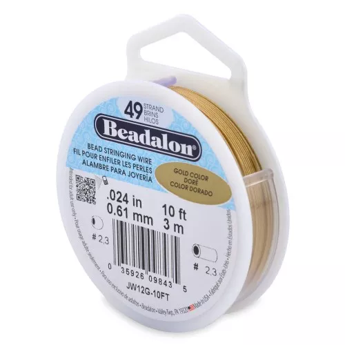 Cavetto 49 fili 0,61 mm - Beadalon - Acciaio inossidabile - dorato x3m