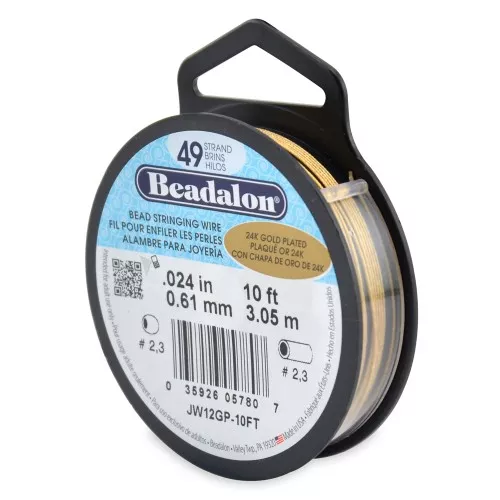 Cavetto 49 fili 0,61 mm - Beadalon - dorato oro fino x3,05m
