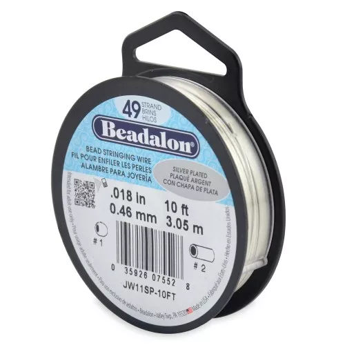 Cavetto 49 fili 0,46 mm - Beadalon - Placcatura argento fine x3,05m
