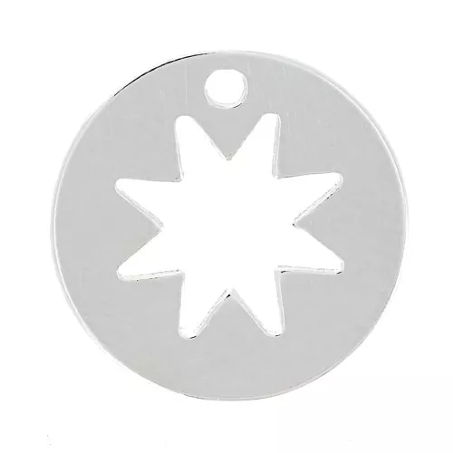 Ciondolo rotondo con stella scavata 12 mm - Argento 925 x1