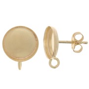 Orecchini perno cabochon rotondo 8 mm con anello chiuso - Gold filled x2|raw }}