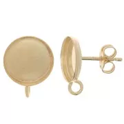 Orecchini perno cabochon rotondo 8 mm con anello chiuso - Gold filled x2