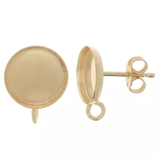 Orecchini perno cabochon rotondo 8 mm con anello chiuso - Gold filled x2