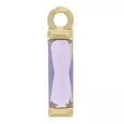 Ciondolo rettangolare in vetro 14x3 mm - dorato- Viola x1