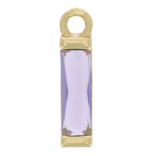 Ciondolo rettangolare in vetro 14x3 mm - dorato- Viola x1