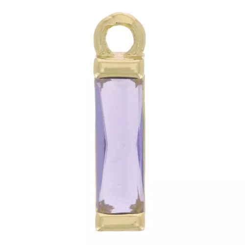 Ciondolo rettangolare in vetro 14x3 mm - dorato- Viola x1