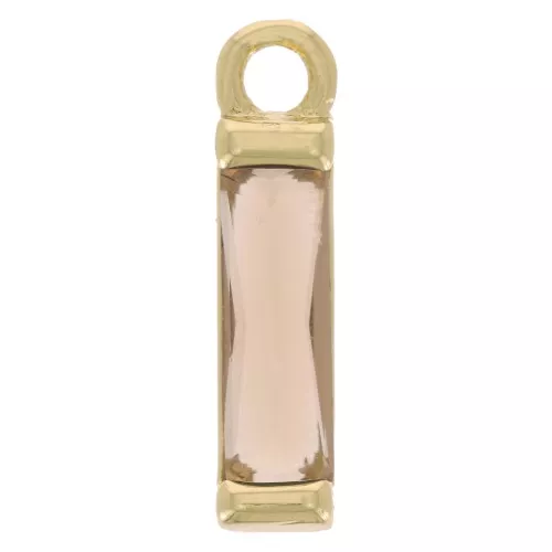 Ciondolo rettangolare in vetro 14x3 mm - dorato - Champagne x1