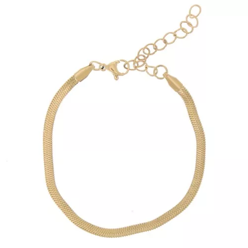 Bracciale con maglia a specchio serpente piatto 3 mm Acciaio inox304 dorato x16cm
