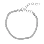 Bracciale con maglia a specchio serpente piatto 3 mm - Acciaio inos 304 x16cm