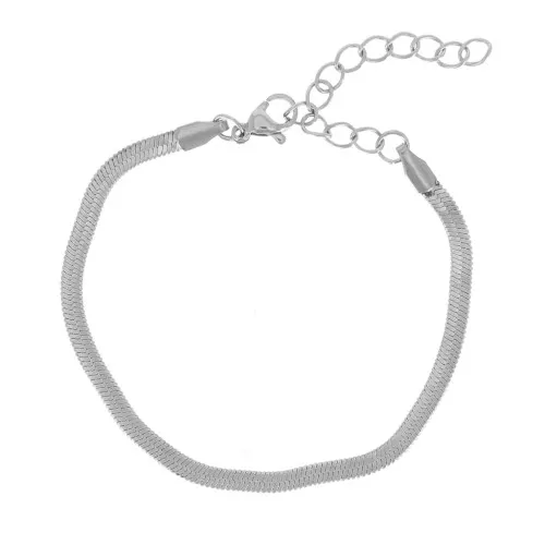 Bracciale con maglia a specchio serpente piatto 3 mm - Acciaio inos 304 x16cm