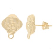 Orecchini perno fiore 16x14 mm - dorato oro fino x2