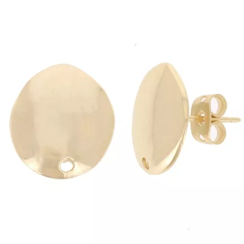 Orecchini perno ovali irregolari 15x13 mm - dorato oro fino x2