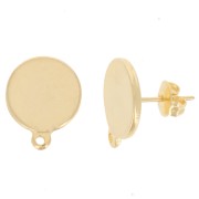 Orecchini perno disco 13 mm - dorato oro fino x2