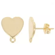 Orecchini perno cuore 14x12 mm -dorato oro fino x2
