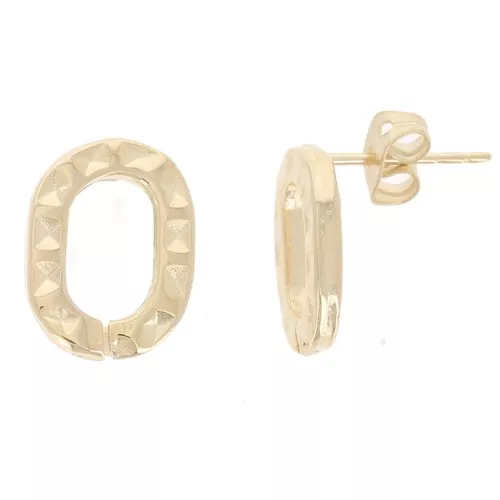 Orecchini perno ovali strutturati 14x10 mm - dorato oro fino x2