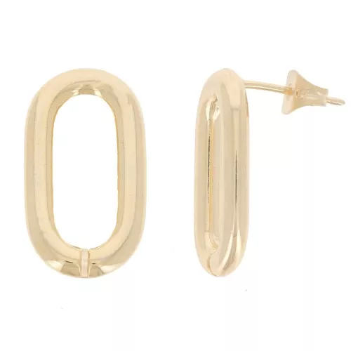 Orecchini perno ovali scavati 21x11 mm -dorato oro fino x2