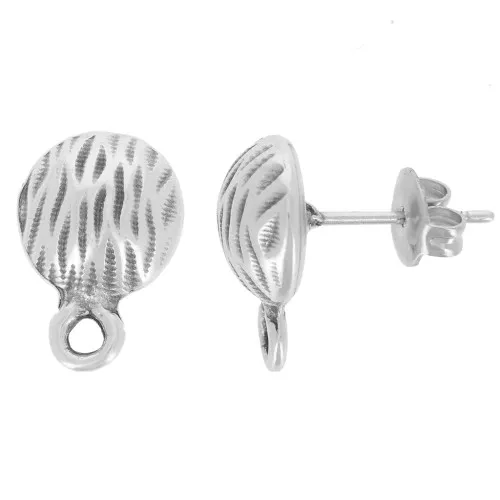 Orecchini perno 10 mm con anello chiuso - Argento antico x2