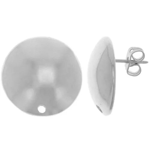 Orecchini perno a mezza sfera 19 mm - Rodio x2