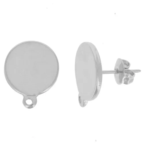 Orecchini perno disco 13 mm - Rodio x2