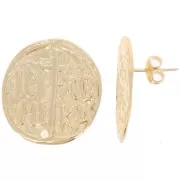Orecchini con simbolo religioso irregolare 25 mm -Dorato oro fino x2