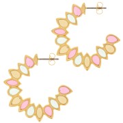 Orecchini foglie 35 mm in resina epossidica -Dorato oro fino - Multicolore x2|raw }}