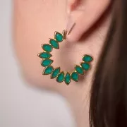 Orecchini foglie 35 mm in resina epossidica -Dorato oro fino - Verde perlato x2