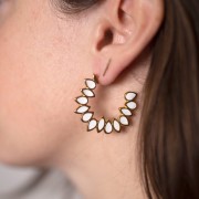 Orecchini foglie 35 mm in resina epossidica -Dorato oro fino - Bianco x2